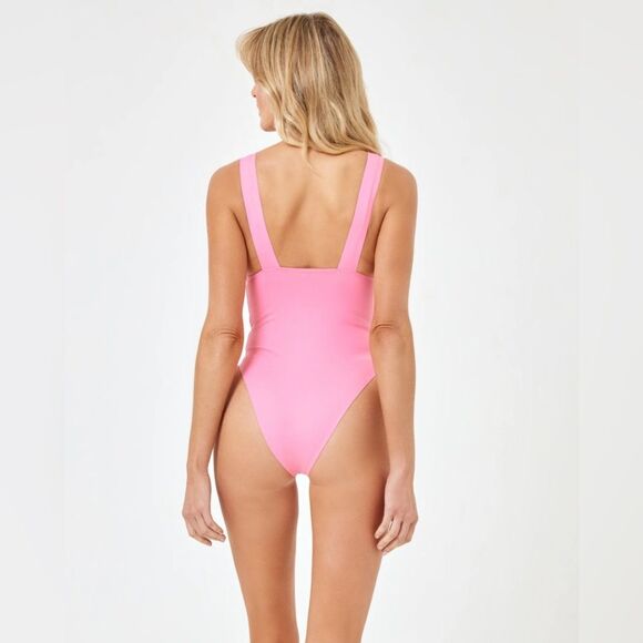 NWT! Seamless Katniss One Piece Swimsuit: Guava - Picture 3 of 6